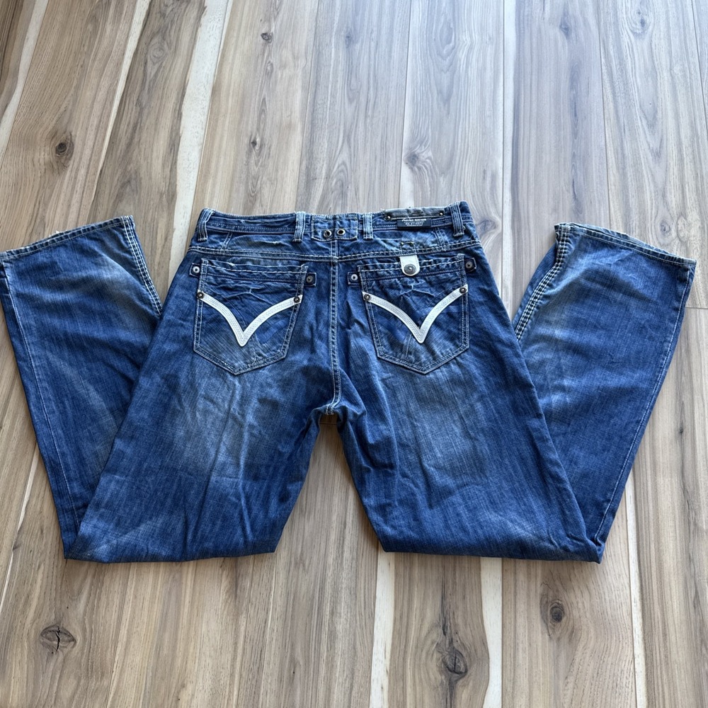 Vintage Y2K Parish Nation E-506 Size 36x32 Baggy Mens Raw Denim Blue Jeans